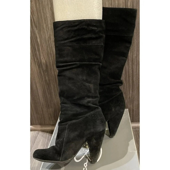 Jessica Simpson Size 8.5 M Angie Black‎ Split Suede Heeled Boots Over The Knee - Picture 1 of 11